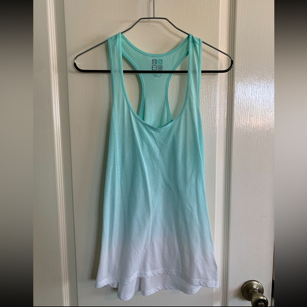 Nollie Aqua-to-White Ombre Racerback Tank